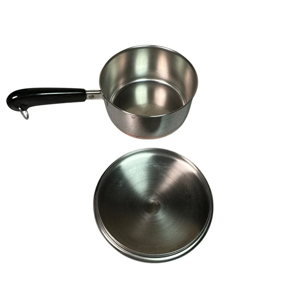 Vintage 1968 Copper Bottom Revere Ware Stainless Steel 1 Quart Sauce Pan Lid